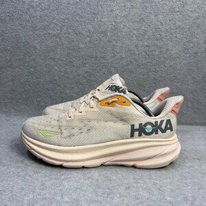 Hoka One One Womens Shoes Size 9B Clifton 9 Beige Running Sneakers 1127896 VLS